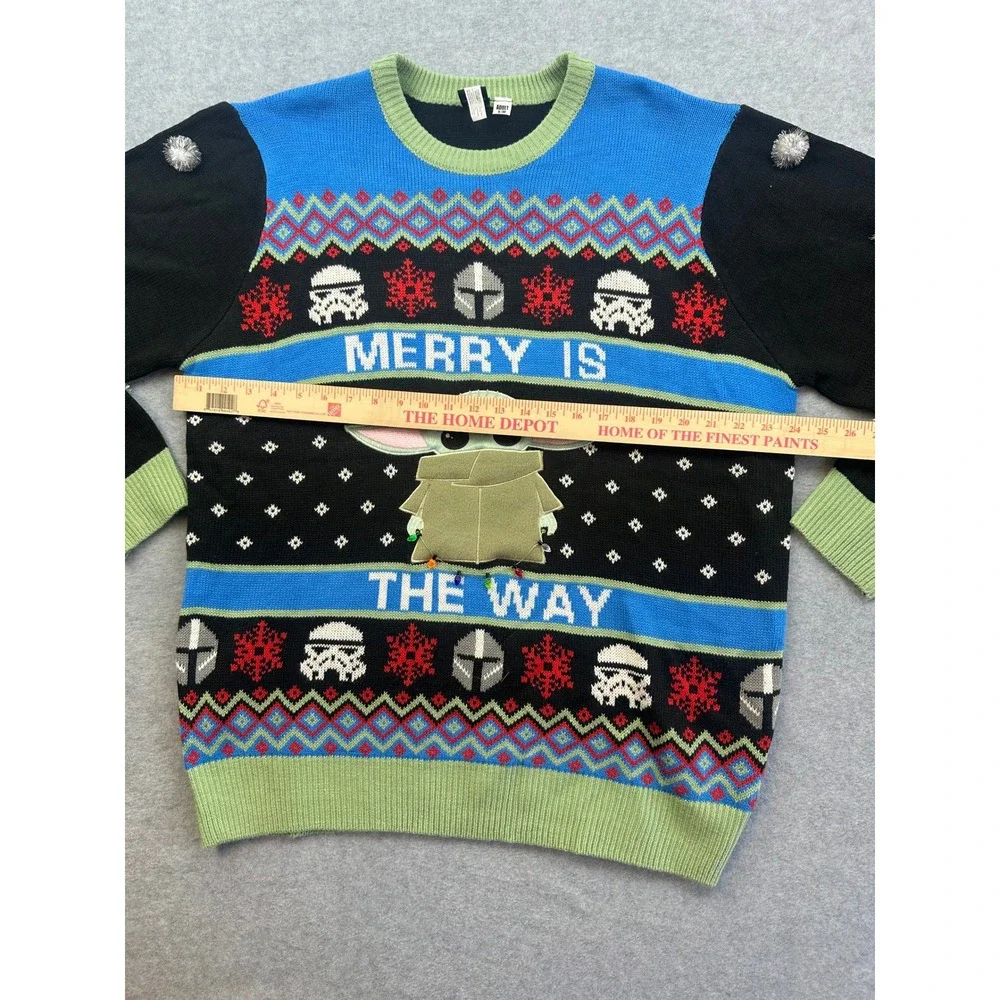 Star Wars Grogu Baby Yoda Ugly Christmas Sweater Merry Is The Way Adult S/M